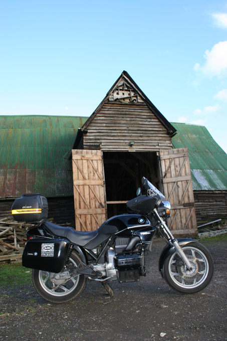 BMW K75 in full regalia for recording historic buildings