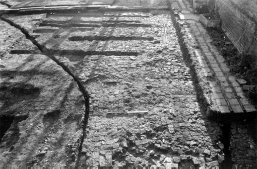 Brick pavement in the Walled Garden.