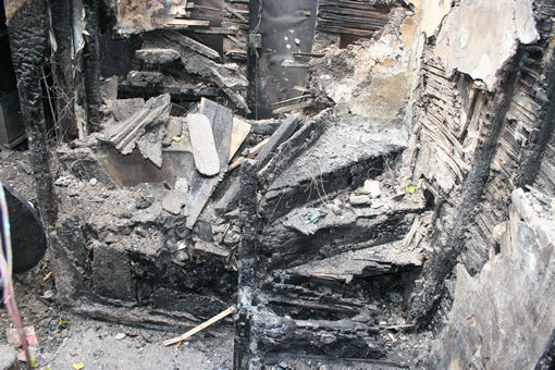 Burnt out staircase.