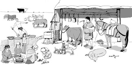Romano-british scene with butcher